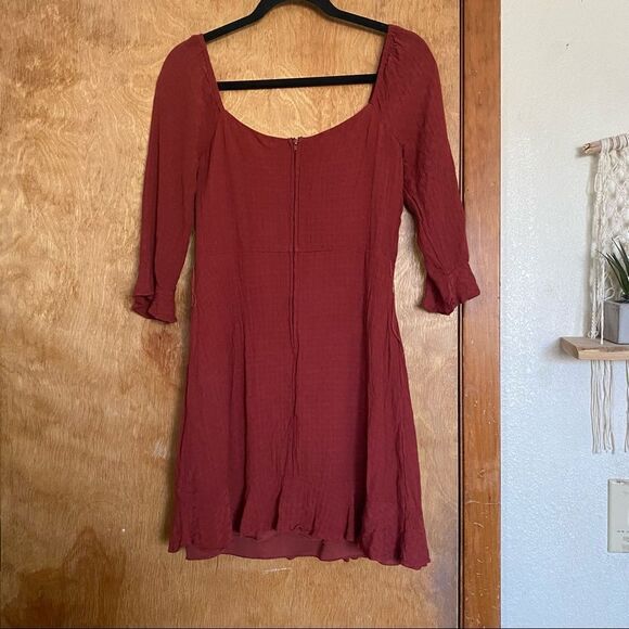 City Vibe Burnt Orange Quarter Sleeve Ruffled Layered Mini Dress - Picture 11 of 11